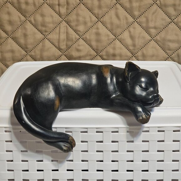 Vtg Pair Black Brown Kitty Cat Figurines  Shelf Sitters 6" and 7" READ - Picture 13 of 16